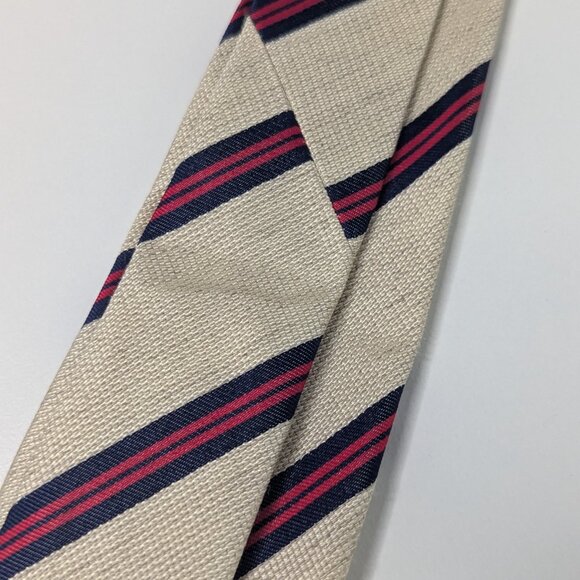 Hermes 8856 Gatsby RARE Authentic Linen Silk Stripe Tie - Picture 4 of 7